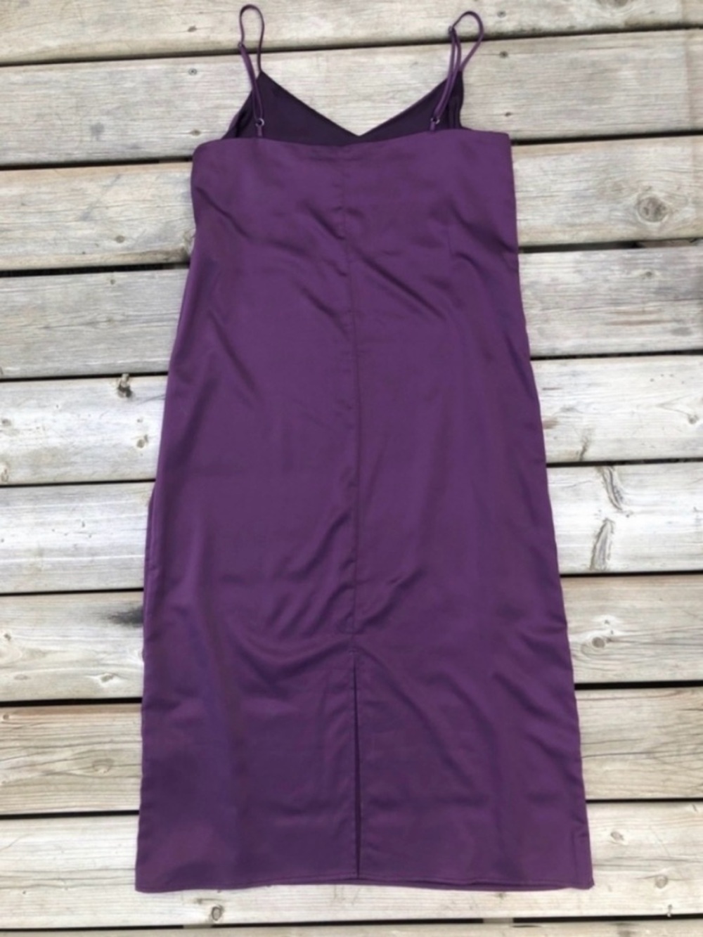 Plum Purple Satin Slip Midi Dress - Picture 2 of 4
